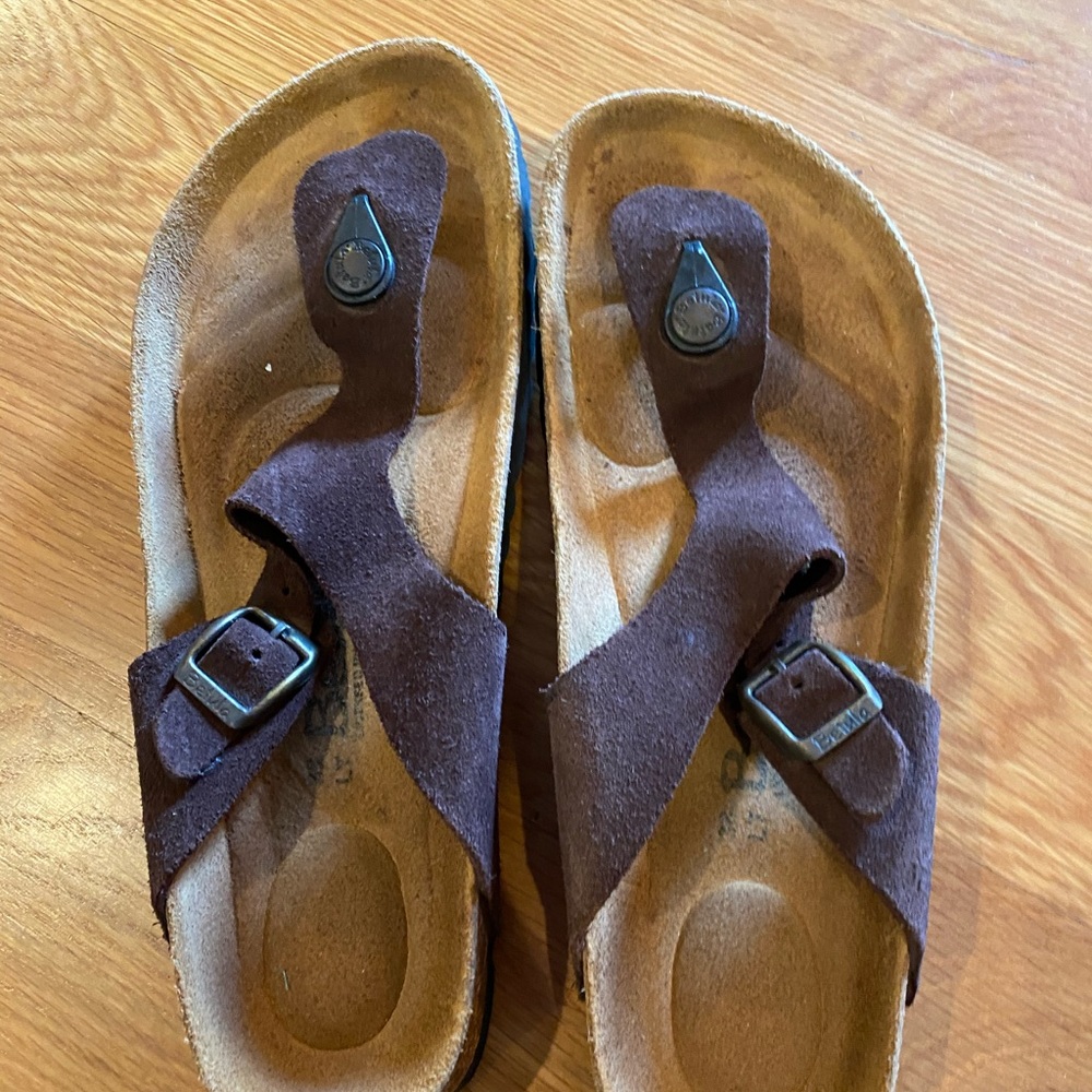 Brown flip flops